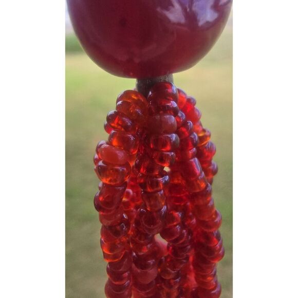 VTG  SILVER AMULET Glass Seed Beads / 2 Coral? Larger Beads /10 Strand Necklace - Picture 3 of 13